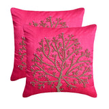 Fuchsia Tree Of Life - Fuchsia Pink Art Silk Decorative Euro Sham