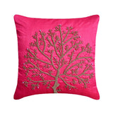 Fuchsia Tree Of Life - Fuchsia Pink Art Silk Decorative Euro Sham