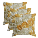 Gold N Ivory Blooms - Ivory & Gold Art Silk Decorative Euro Sham