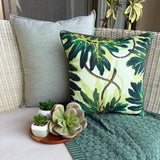 Tropical Girl - Green Cotton Throw Pillow Cover