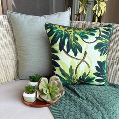 Tropical Girl - Green Cotton Decorative Euro Sham