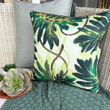 Tropical Girl - Green Cotton Throw Pillow Cover