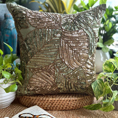 Green Camouflage - Olive Green Art Silk Throw Cushion Cover