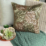 Green Camouflage - Olive Green Art Silk Decorative Euro Sham