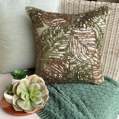 Green Camouflage - Olive Green Art Silk Throw Cushion Cover