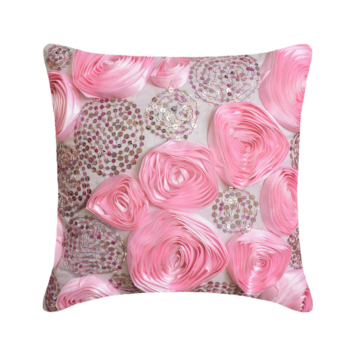Sweet Kisses - Pink Art Silk Throw Pillow Cover