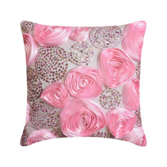 Sweet Kisses - Pink Art Silk Throw Pillow Cover