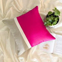 Fuchsia Silkastic  - Fuchsia Silk & Linen Throw Pillow Cover