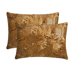 All Eyes On Gold - Art Silk Gold Decorative Lumbar Cushion  Cover
