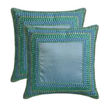Blue Celebrations - Aqua Blue Art Silk Decorative Euro Sham