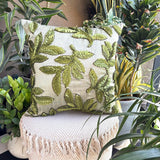 Leafy Days - Green Art Silk Throw Cushion Cover