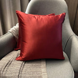 Deep Red Slub Satin - Red Satin Throw Pillow Cover