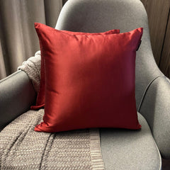 Red Satin Throw Pillow Cover - Deep Red Slub Satin