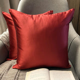 Deep Red Slub Satin - Red Satin Throw Pillow Cover