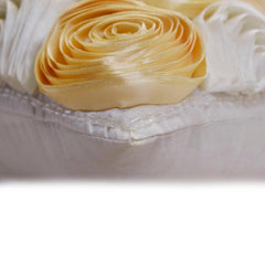Gold N Ivory Blooms - Ivory & Gold Art Silk Decorative Euro Sham
