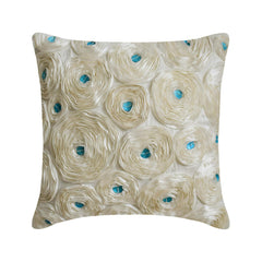 Ivory Roses - Ivory Art Silk Decorative Euro Sham