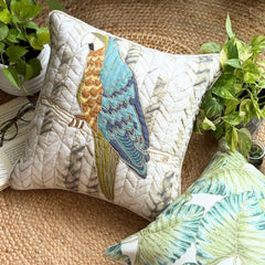 Macau Beauty - Green Linen Throw Cushion Cover