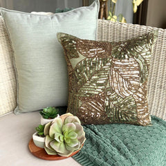Green Camouflage - Olive Green Art Silk Throw Cushion Cover