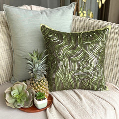 Chlorophyll - Green Art Silk Throw Pillow Cover