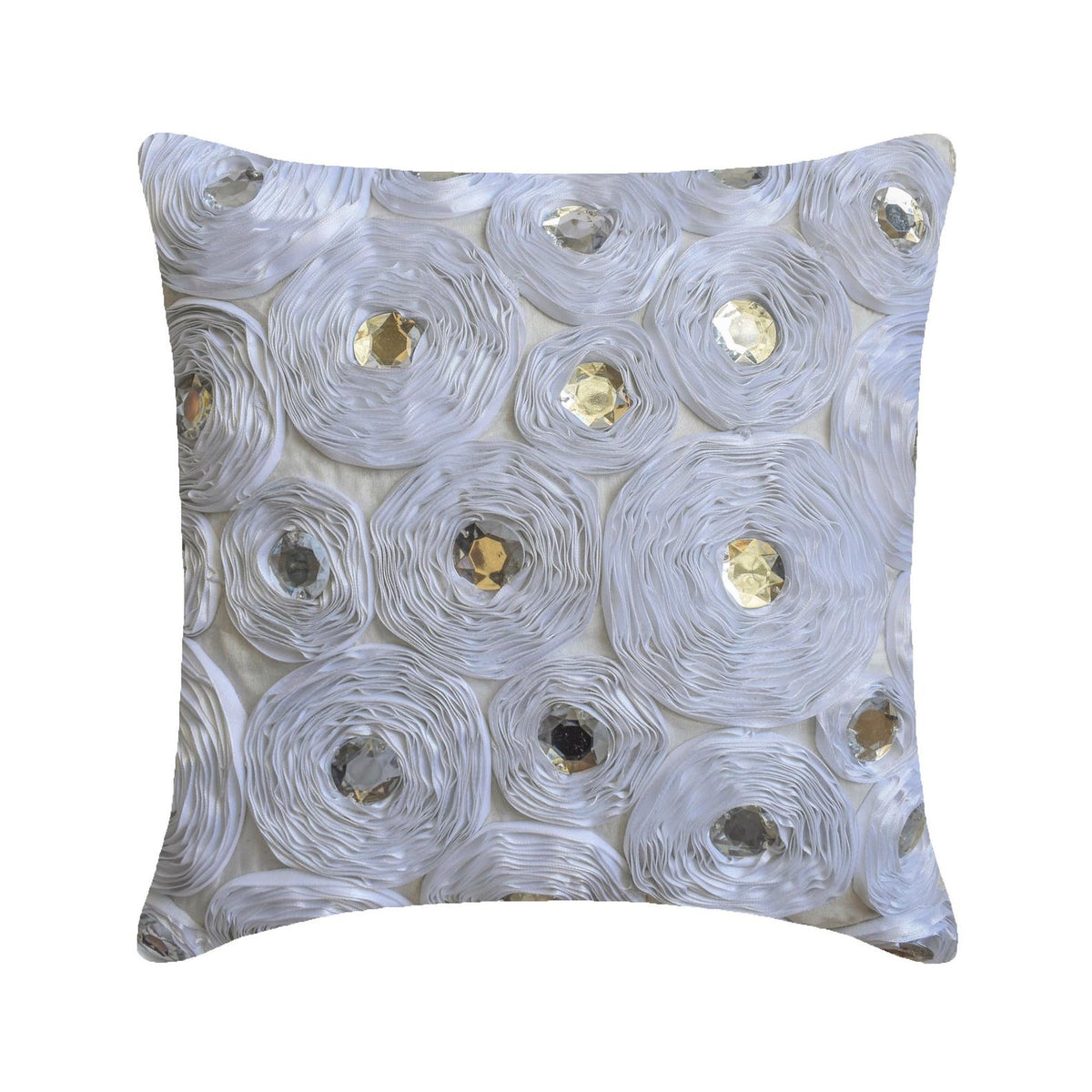 White Heaven - White Art Silk Decorative Euro Sham