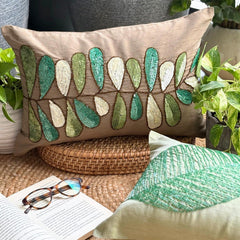 Days Of Leaves - Art Silk Brown Decorative Lumbar Pillow Cover