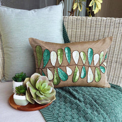 Days Of Leaves - Art Silk Brown Decorative Lumbar Pillow Cover