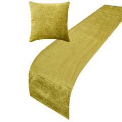 Chartreuse Velvet Plush - Velvet Green Decorative Bed Runner and Cushion Cover