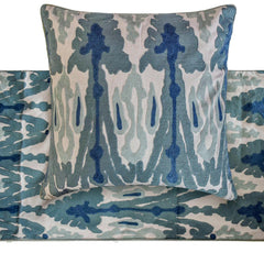 Blue Mirage - Cotton Blue Decorative Bed Runner and Cushion Cover