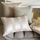 Ivory Satin Lumbar Cushion Cover - Pearl Enigma