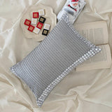 Gray Satin Lumbar Cushion Cover - Radiant Charm