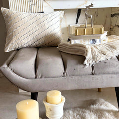 Cream Satin Lumbar Cushion Cover - Crystal Bliss