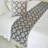 Stitched Symmetry Decorative Bed Runner and Cushion Cover