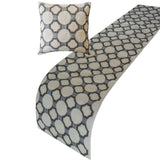 Stitched Symmetry - Cotton Blue Decorative Bed Runner and Cushion Cover