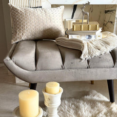 Beige Jacquard Lumbar Cushion Cover - Crystal Matrix