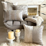 Silver Velvet Lumbar Cushion Cover - Crystal Frostline