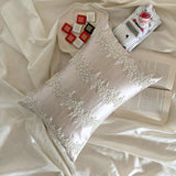 Ivory Satin Lumbar Cushion Cover - Pearl Enigma