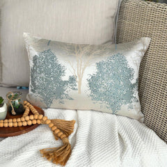 Blue Jacquard Lumbar Cushion Cover - Azure Frost