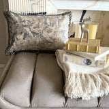 Gray Velvet Lumbar Cushion Cover - Crystal Shards