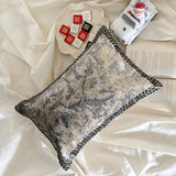 Gray Velvet Lumbar Cushion Cover - Crystal Shards