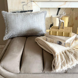 Gray Satin Lumbar Cushion Cover - Radiant Charm