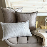 Gray Satin Lumbar Cushion Cover - Radiant Charm