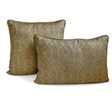 Antique Gold Jacquard Lumbar Cushion Cover - Golden Aura