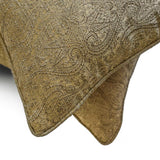 Antique Gold Jacquard Lumbar Cushion Cover - Golden Aura