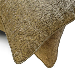 Antique Gold Jacquard Lumbar Cushion Cover - Golden Aura