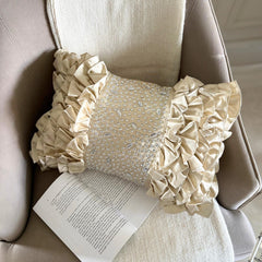 Cream Satin Lumbar Cushion Cover - Gleam And Grace