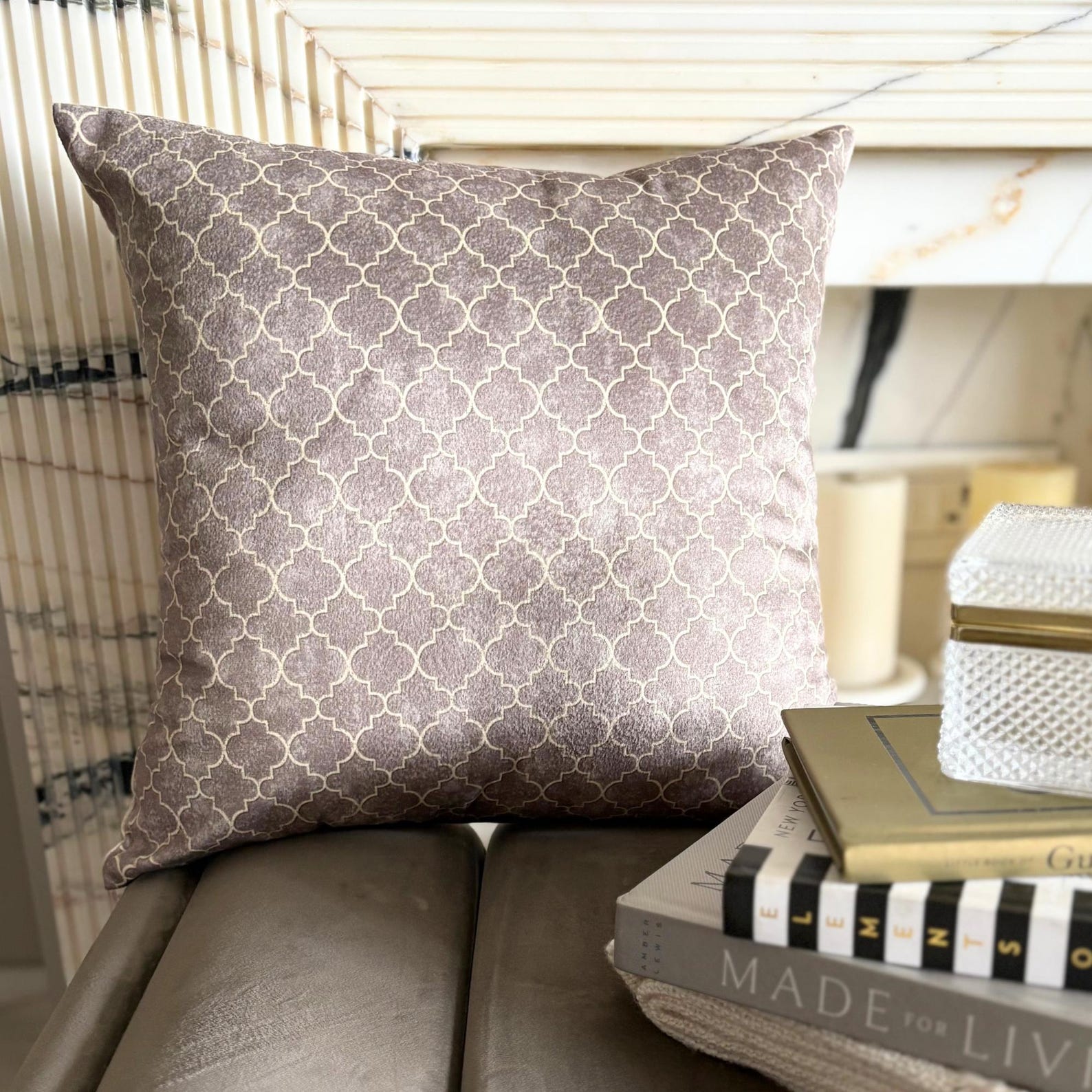 Nour Beige Throw Cushion Cover