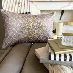 Beige Velvet Lumbar Cushion Cover - Malika Beige