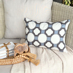 Blue Linen Lumbar Cushion Cover - Serina