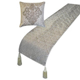 Silver Empress - Jacquard Gray Decorative Bed Runner and Cushion Cover