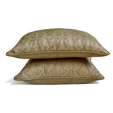 Antique Gold Jacquard Lumbar Cushion Cover - Golden Aura